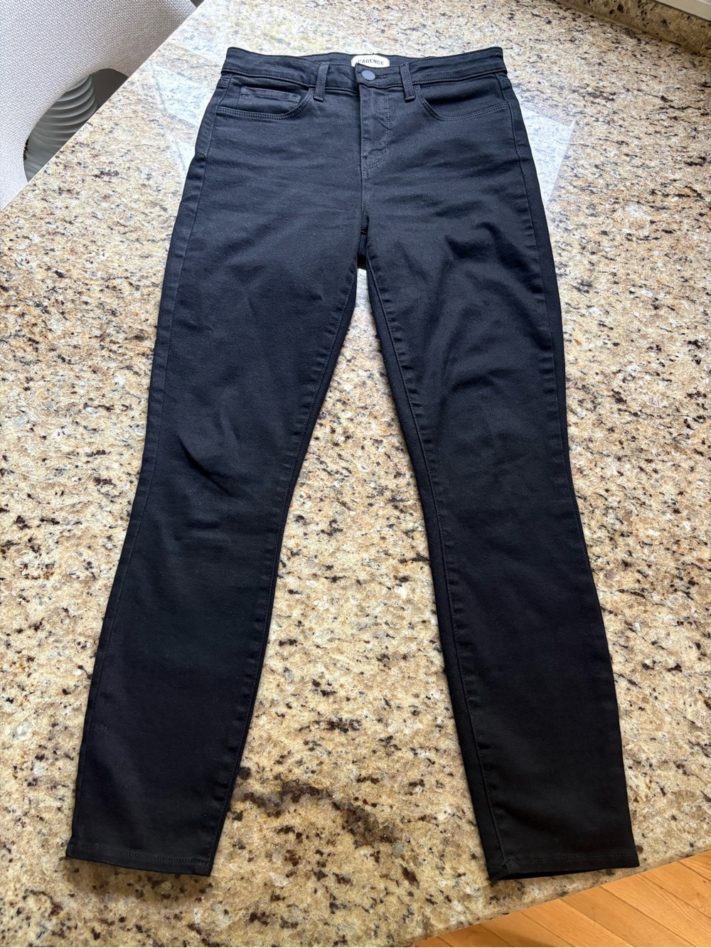 L’AGENCE Women’s Margot High Rise Cropped Skinny Jeans in Black- Size 26